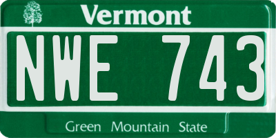 VT license plate NWE743