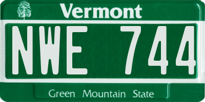 VT license plate NWE744