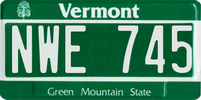 VT license plate NWE745