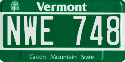 VT license plate NWE748