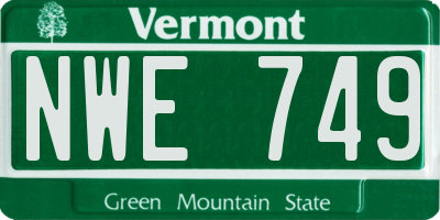 VT license plate NWE749