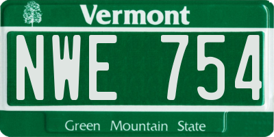 VT license plate NWE754
