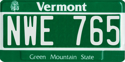 VT license plate NWE765