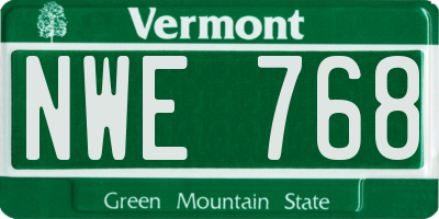 VT license plate NWE768