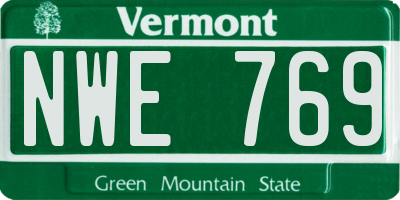 VT license plate NWE769