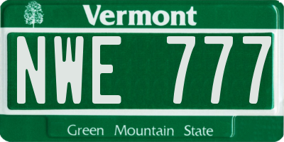 VT license plate NWE777