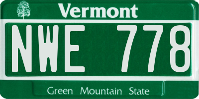 VT license plate NWE778