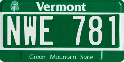 VT license plate NWE781