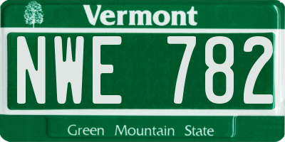VT license plate NWE782