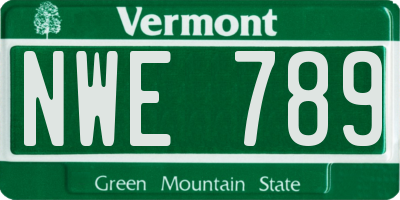 VT license plate NWE789