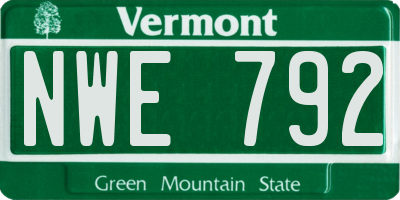 VT license plate NWE792