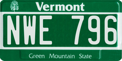VT license plate NWE796