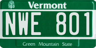 VT license plate NWE801