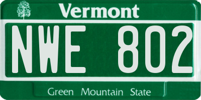 VT license plate NWE802