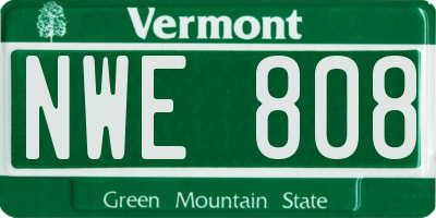 VT license plate NWE808