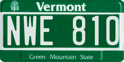 VT license plate NWE810