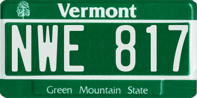VT license plate NWE817