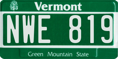 VT license plate NWE819