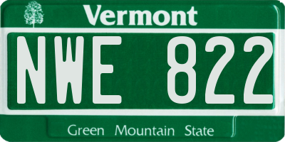 VT license plate NWE822