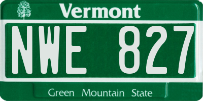 VT license plate NWE827