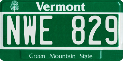 VT license plate NWE829