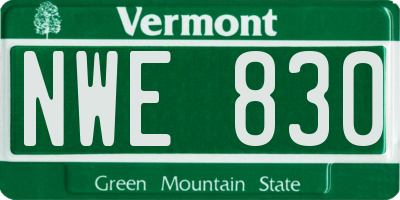 VT license plate NWE830