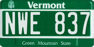 VT license plate NWE837