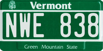 VT license plate NWE838