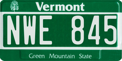 VT license plate NWE845