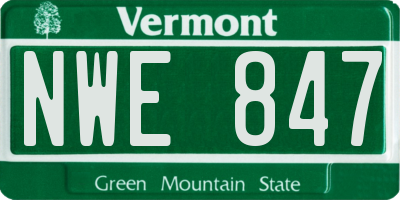 VT license plate NWE847