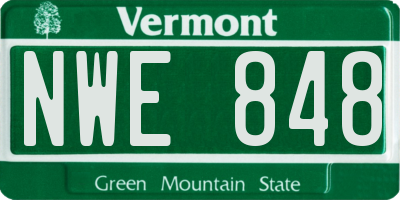 VT license plate NWE848