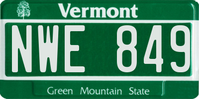 VT license plate NWE849