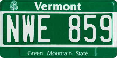 VT license plate NWE859