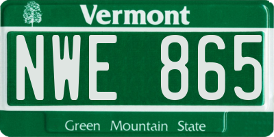 VT license plate NWE865