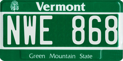 VT license plate NWE868