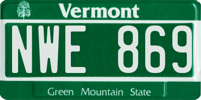 VT license plate NWE869