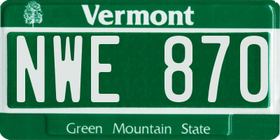 VT license plate NWE870