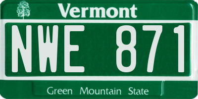 VT license plate NWE871