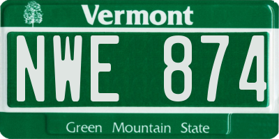 VT license plate NWE874