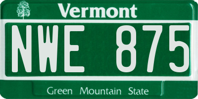 VT license plate NWE875