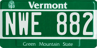 VT license plate NWE882