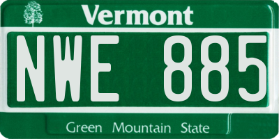 VT license plate NWE885