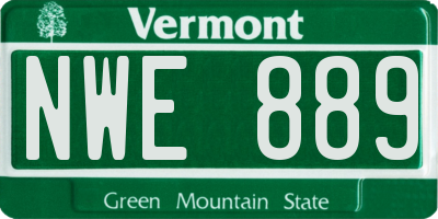 VT license plate NWE889