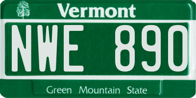 VT license plate NWE890