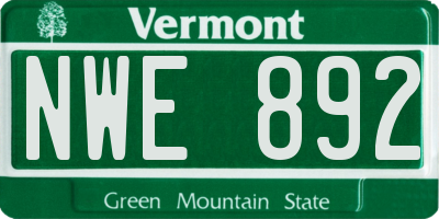 VT license plate NWE892