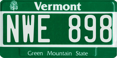 VT license plate NWE898