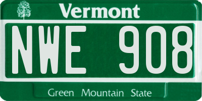VT license plate NWE908
