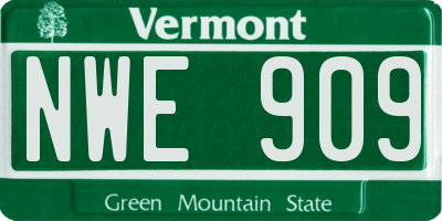 VT license plate NWE909