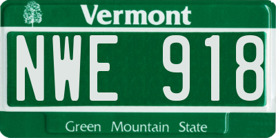 VT license plate NWE918