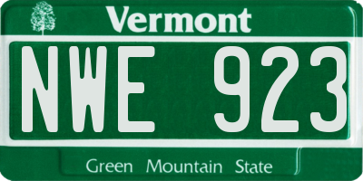 VT license plate NWE923